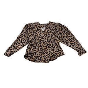 VTG Impressions Of California Rayon Button Up‎ Top Animal Print Sz M